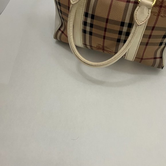 BURBERRY HAYMARKET PATENT COLOURS MEDIUM CHATTON CHECK TOTE WHITE - Picture 5 of 16